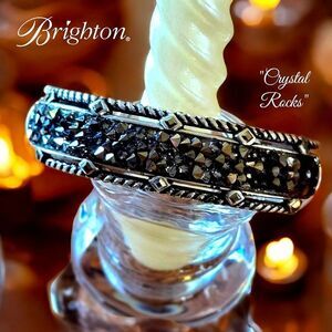 BRIGHTON "Crystal Rocks" Crystal and Silver Hinged Bracelet BOLD ACCESSORIES